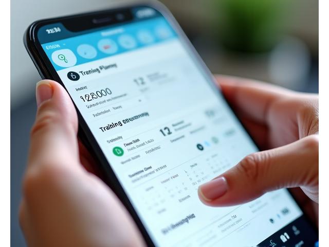 모바일 앱 형태의 개인화된 훈련 캘린더 인터페이스, 진행률 시각화