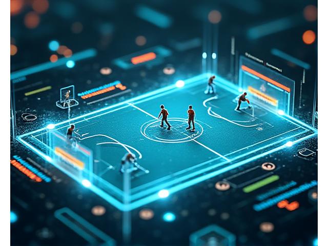 가상 전술판 위에서 선수들의 움직임을 시뮬레이션하는 3D 경기장 뷰