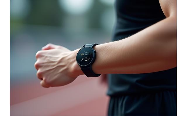 선수 팔에 착용한 첨단 웨어러블 센서