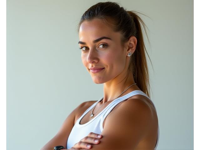 여성 올림픽 선수가 훈련 중 웨어러블 센서를 착용한 모습