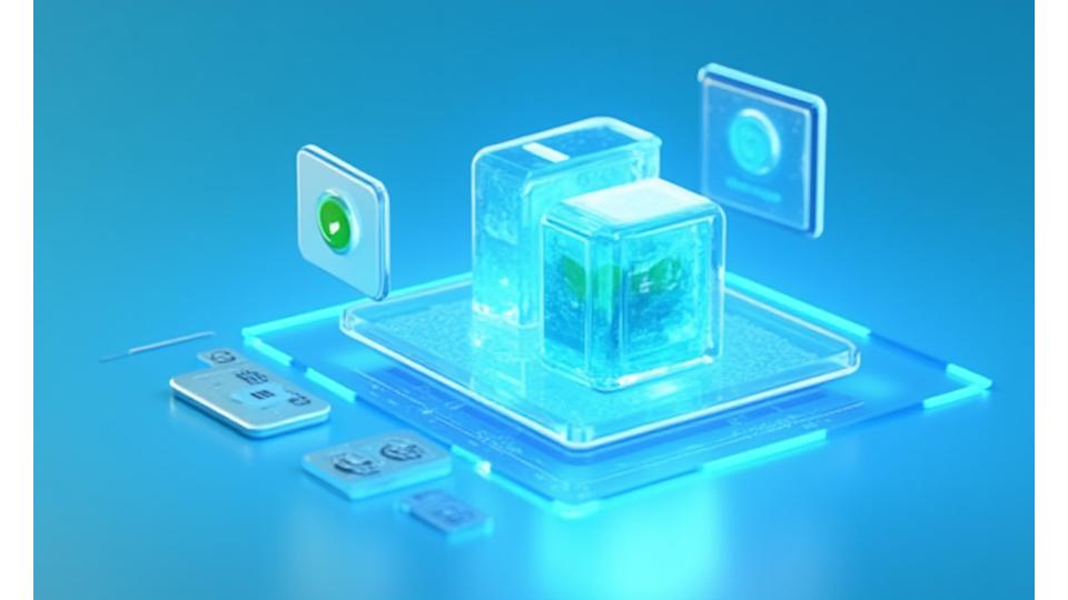 보안된 디지털 결제 과정과 동전, 투명한 환불 과정 상징