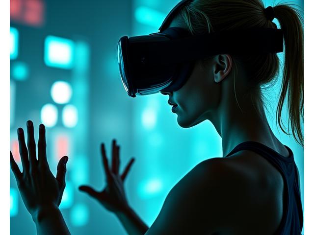 VR 헤드셋을 착용하고 빠르게 움직이는 시각적 신호에 반응하는 운동선수의 모습