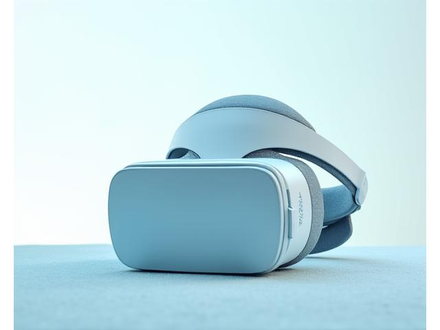 깨끗하고 인체공학적인 디자인의 VR 헤드셋이 안전하게 세팅된 모습