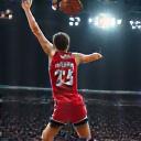 농구 선수가 점프 슛을 하고 있는 모습